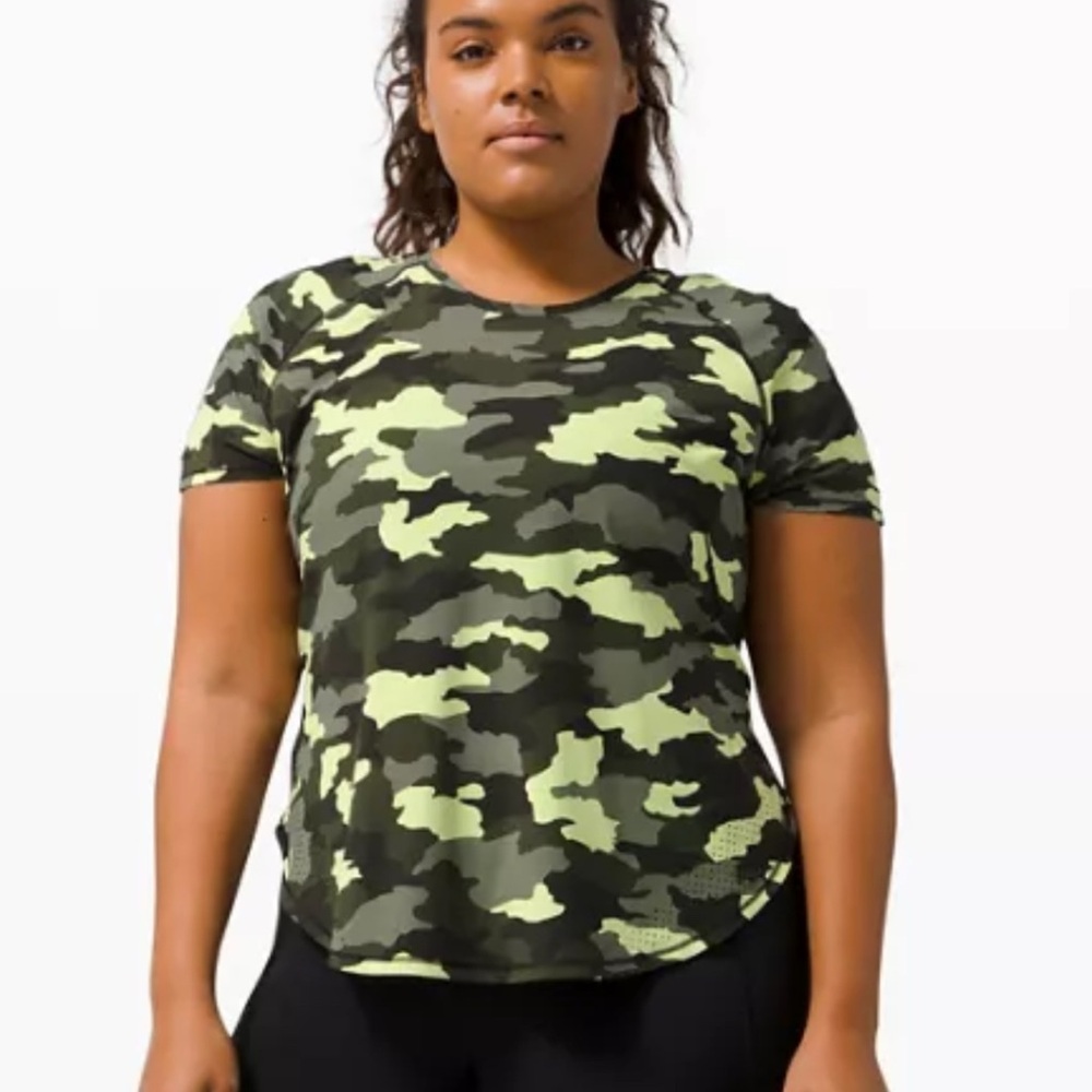 Lululemon UVP Run SS Army Green Camo Print